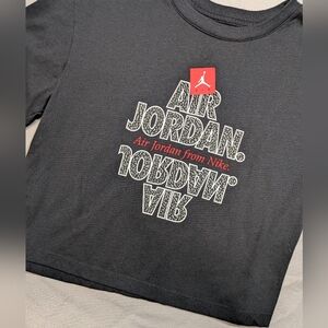 Jordan Jumpman Cropped Black Reflection Graphic Tee Girls Size Medium.
